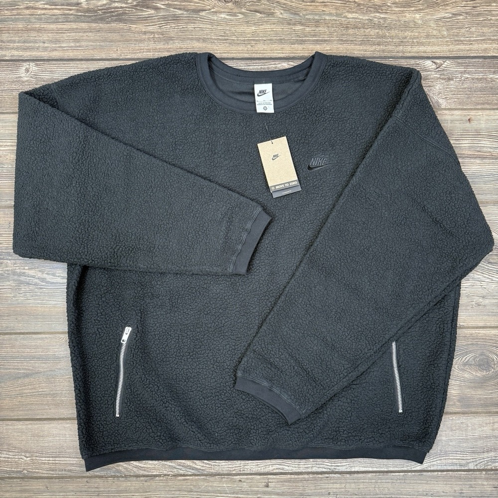 Nike Sweatshirt Pullover Fleece Club Crew Size XL Black (FIT LIKE an XXL)